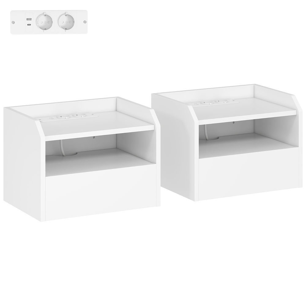 Mesitas de noche 40x29x29 cm color blanco Homcom