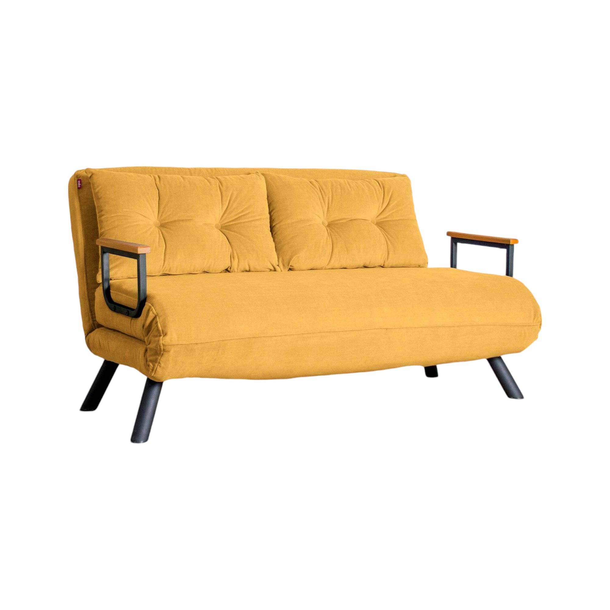 Sofá cama 2 plazas calvin, reclinable, tela amarilla 133x78 cm