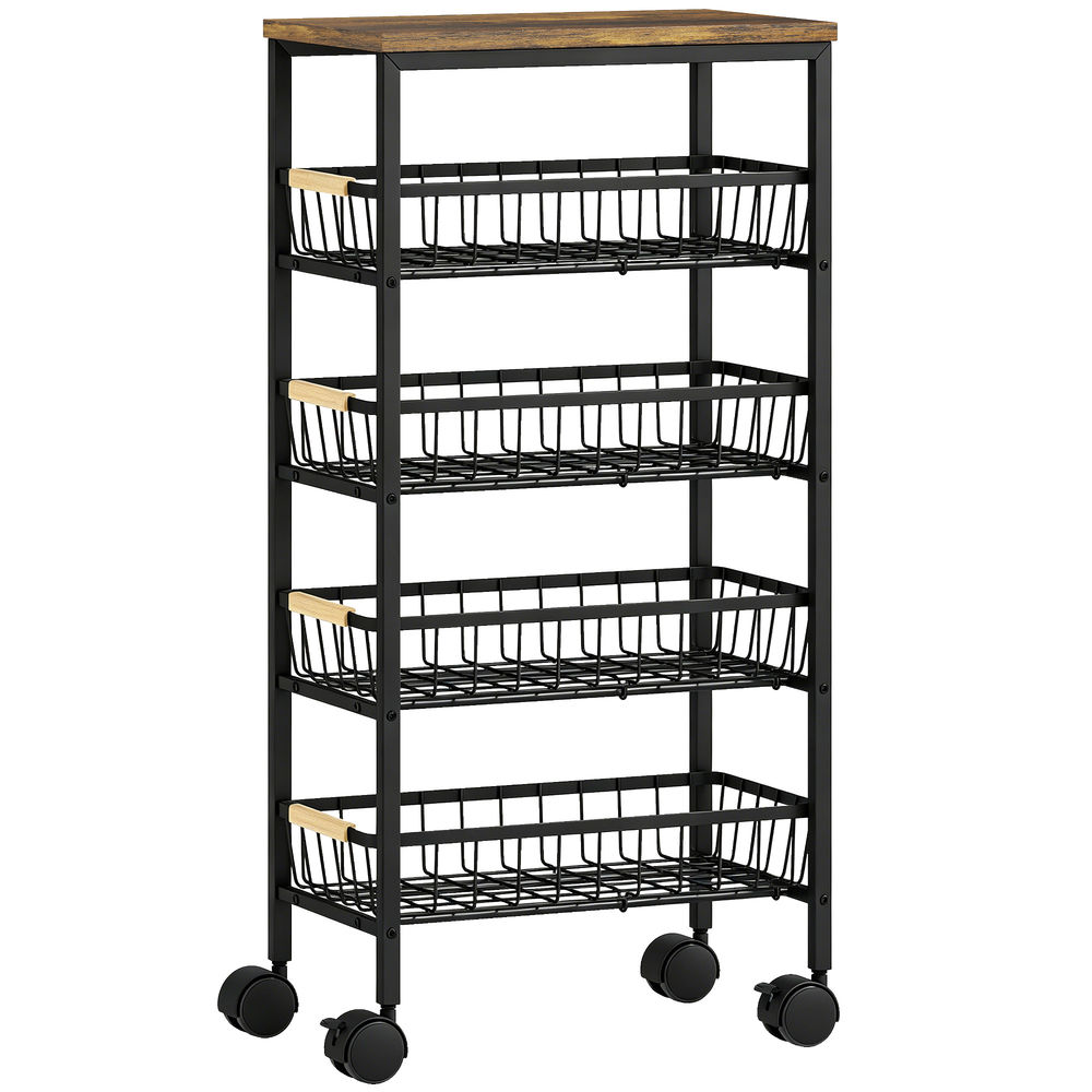 Carrito de cocina 40x24x81.5 cm color marrón Homcom, hogar - cocina