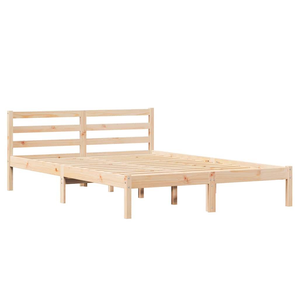 vidaXL marco de cama marrón 220 x 160 cm madera maciza de pino
