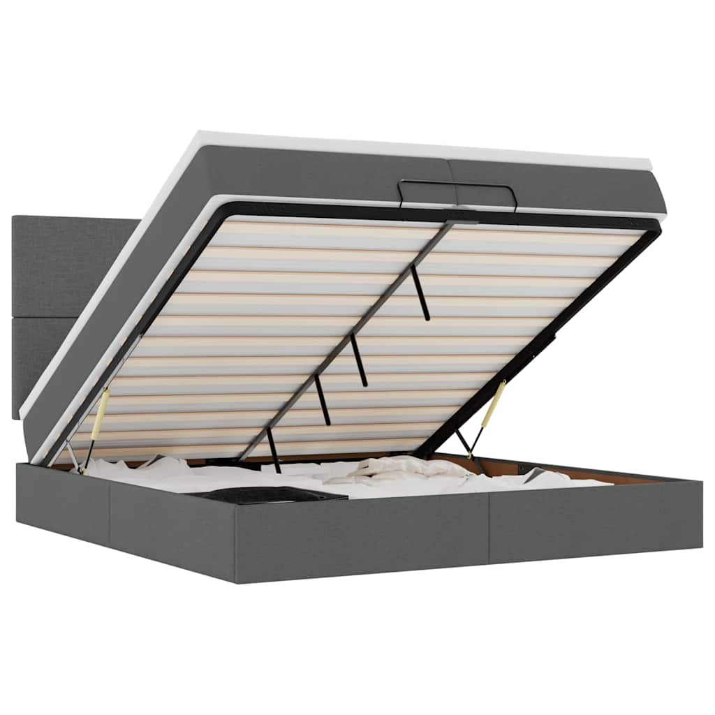 vidaXL estructura cama otomana colchones tela gris oscuro 200x200cm