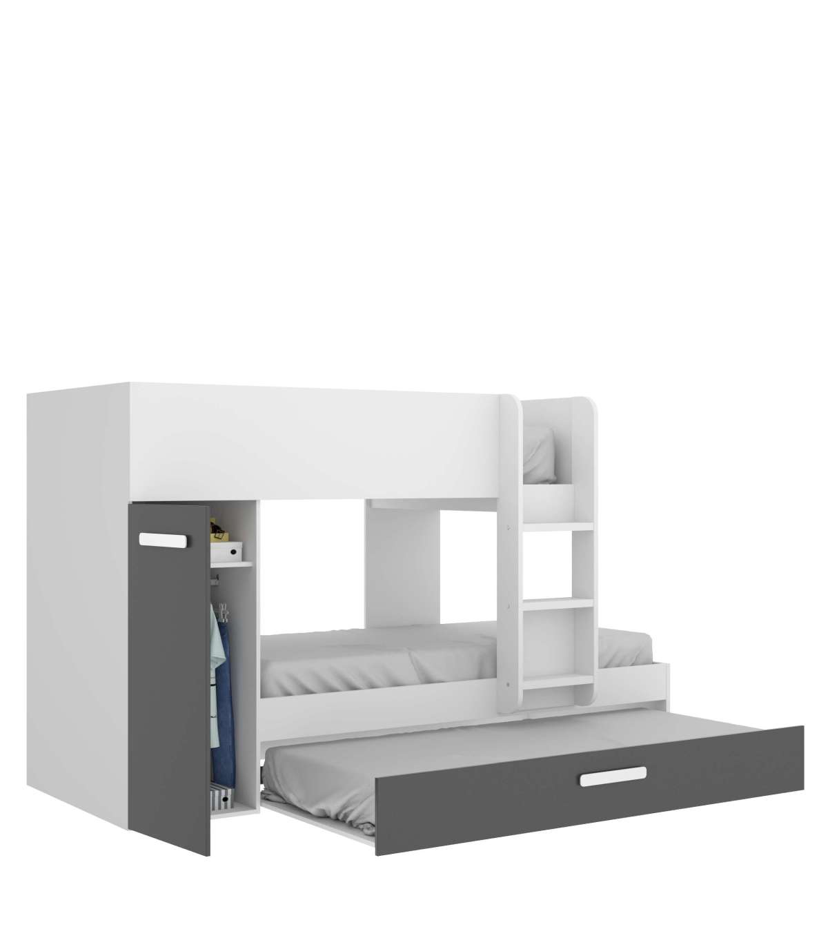 Conjunto cama tren con armario integrado funcional y moderno