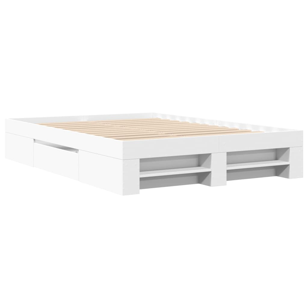 vidaXL estructura de cama madera de ingeniería blanca 135x190 cm