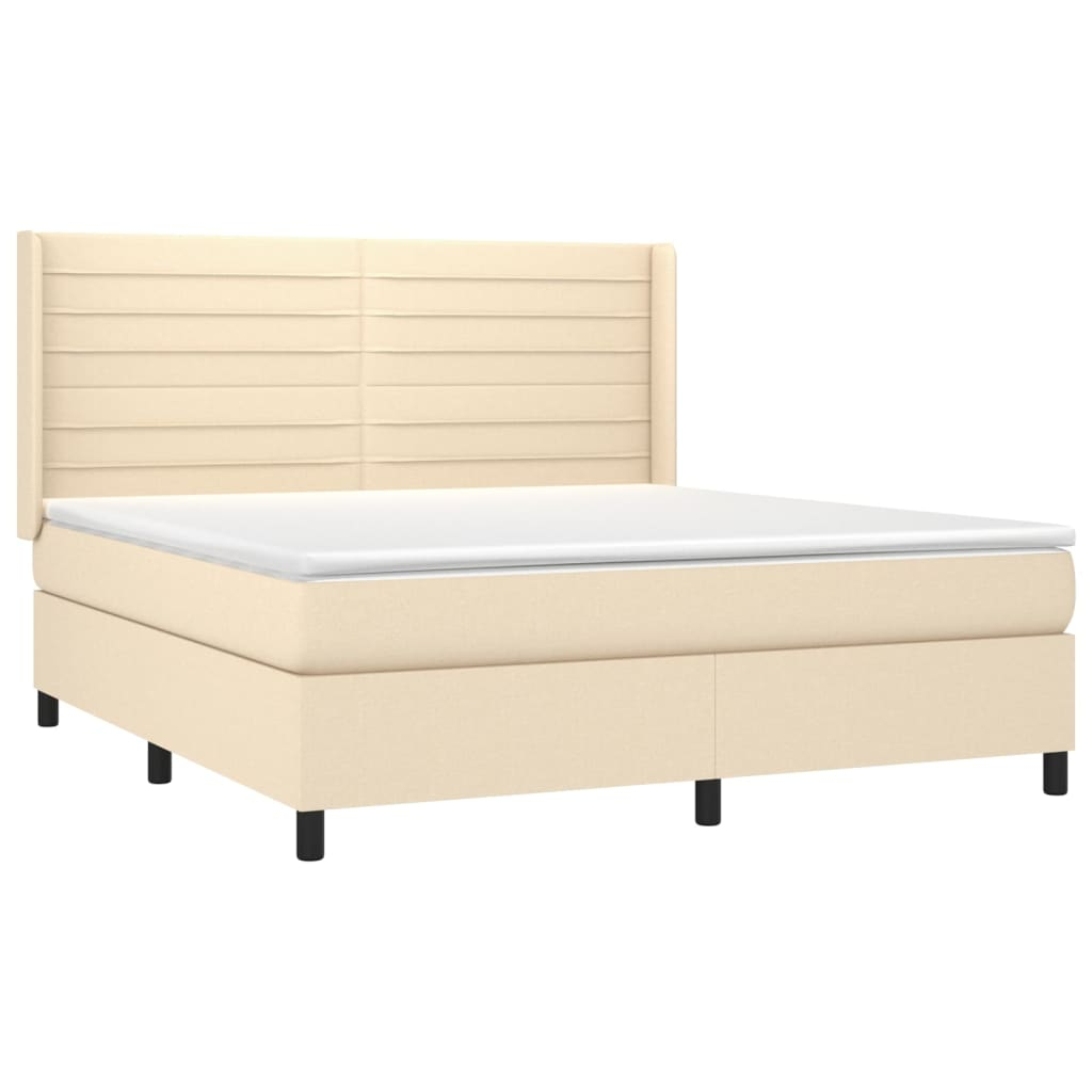 vidaXL cama box spring colchón y luces LED tela crema 180x200 cm