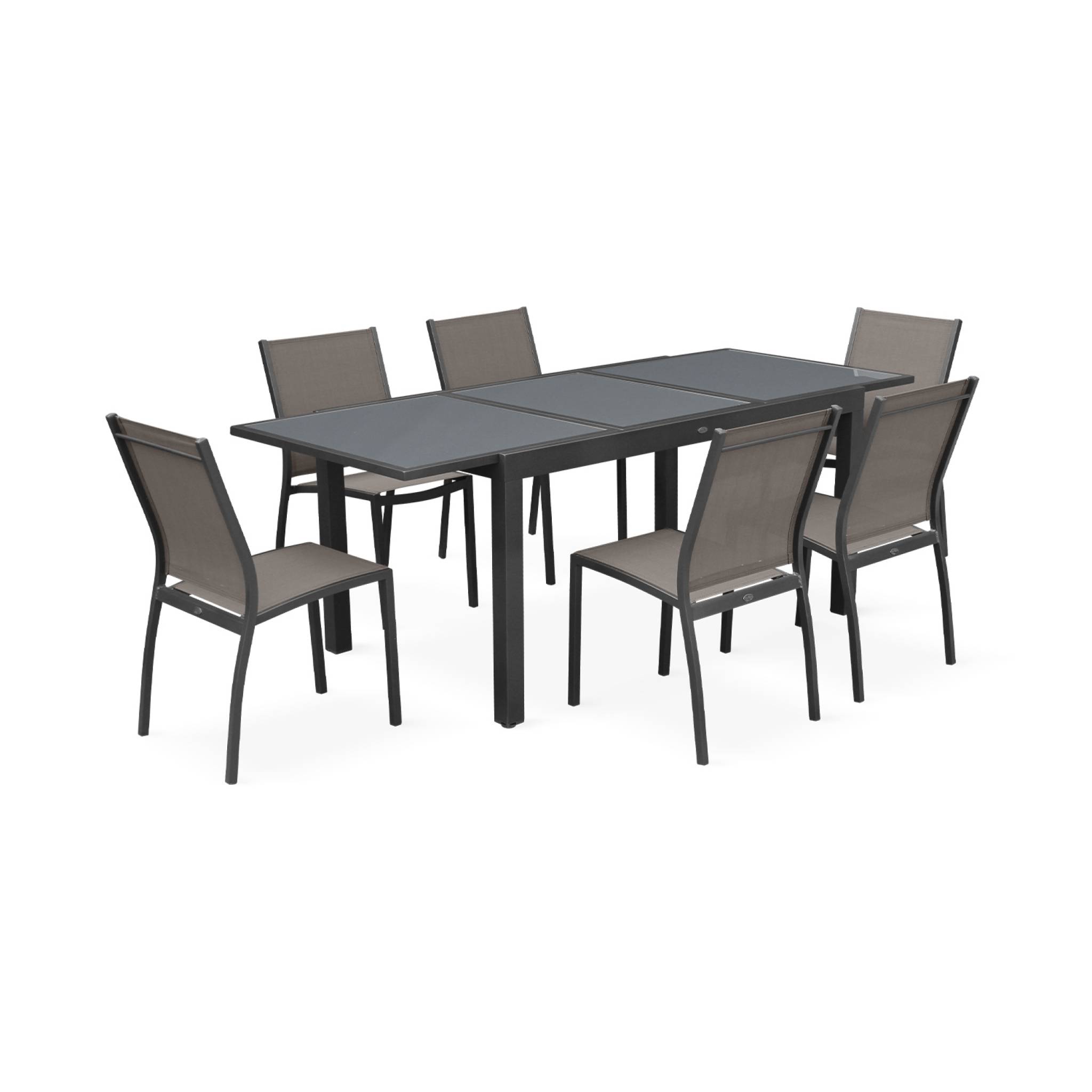 Mesa de jardín extensible de aluminio con 6 sillas gris 210x90x75 cm