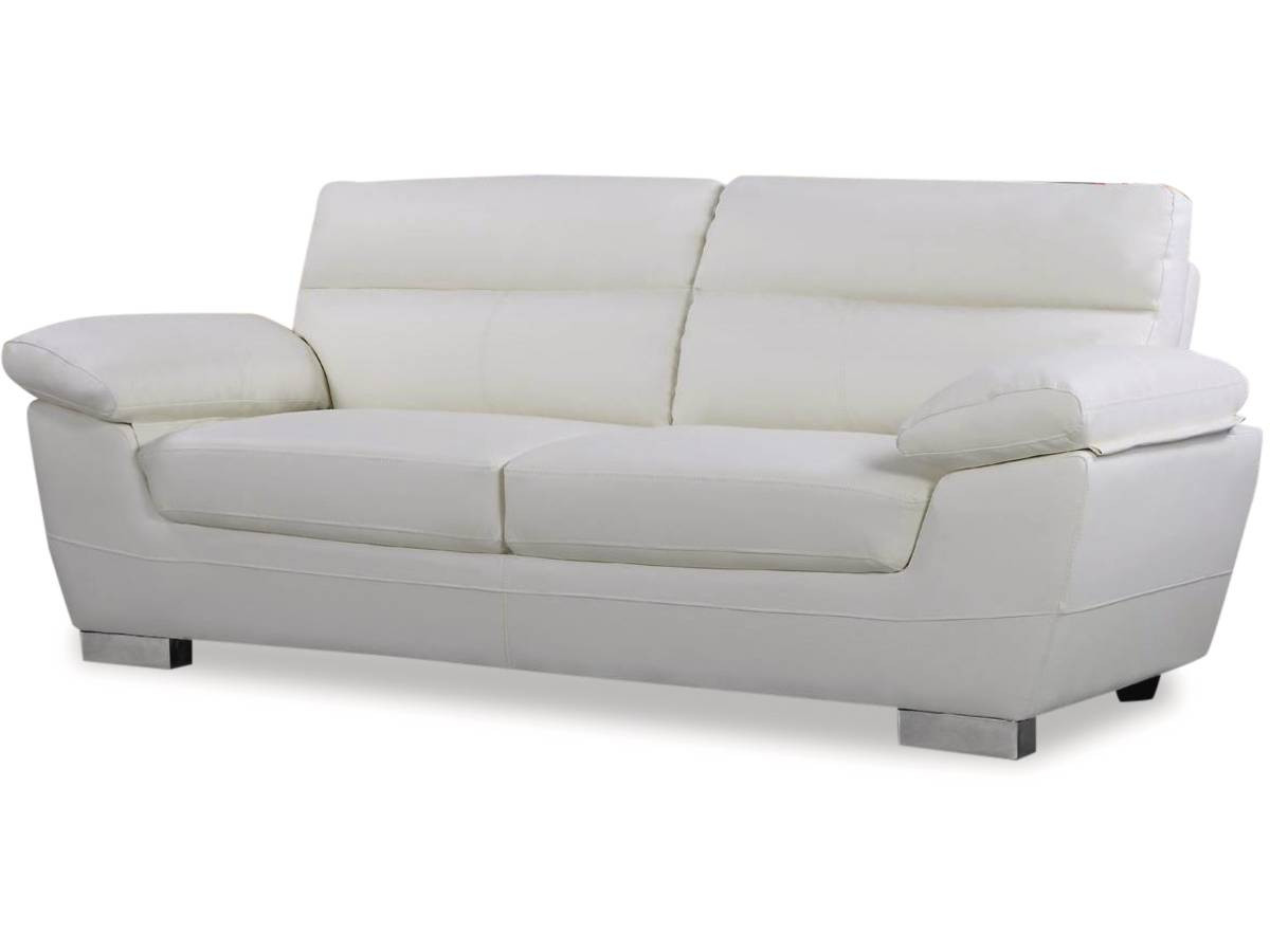 Sofá cuero reconstituido/PVC "dallas" - 3 plazas - blanco