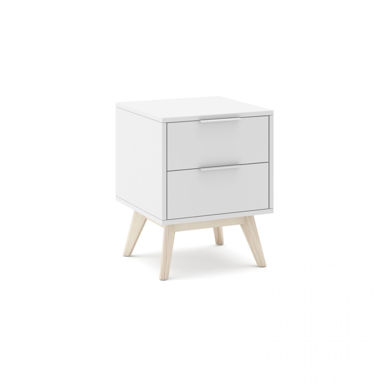 Mesita de noche de 2 cajones y patas 40x53 cm numa blanco - oak soft
