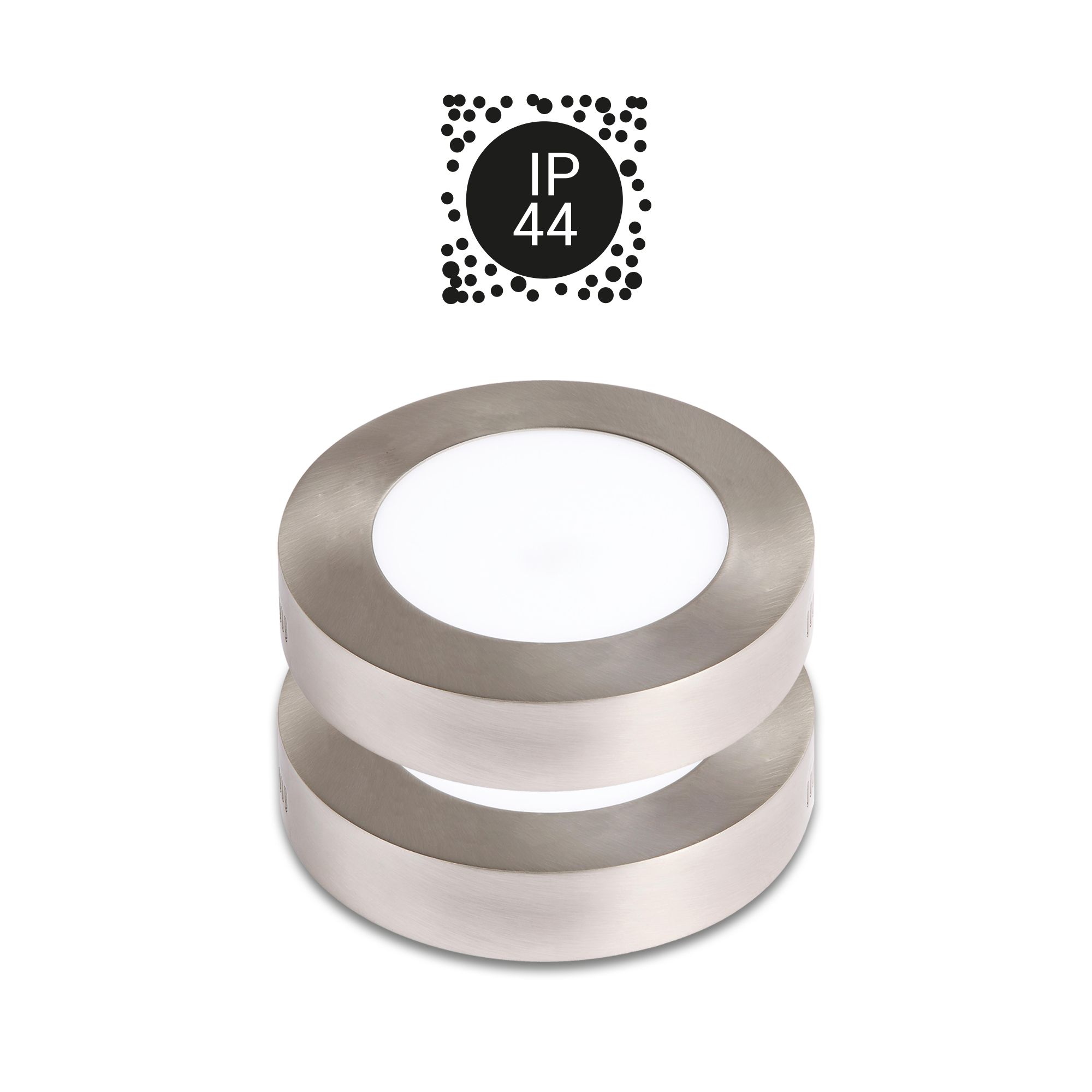 Pack 2x plafones para baño LED 12w 4000k redondo niquel ip44