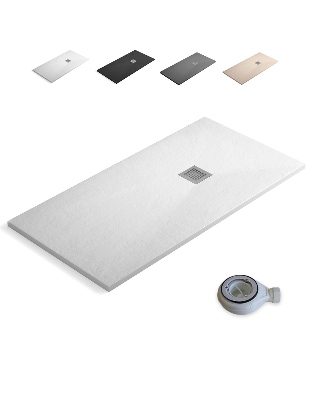 Plato ducha resina extraplano 160 x 70cm textura pizarra suave blanco
