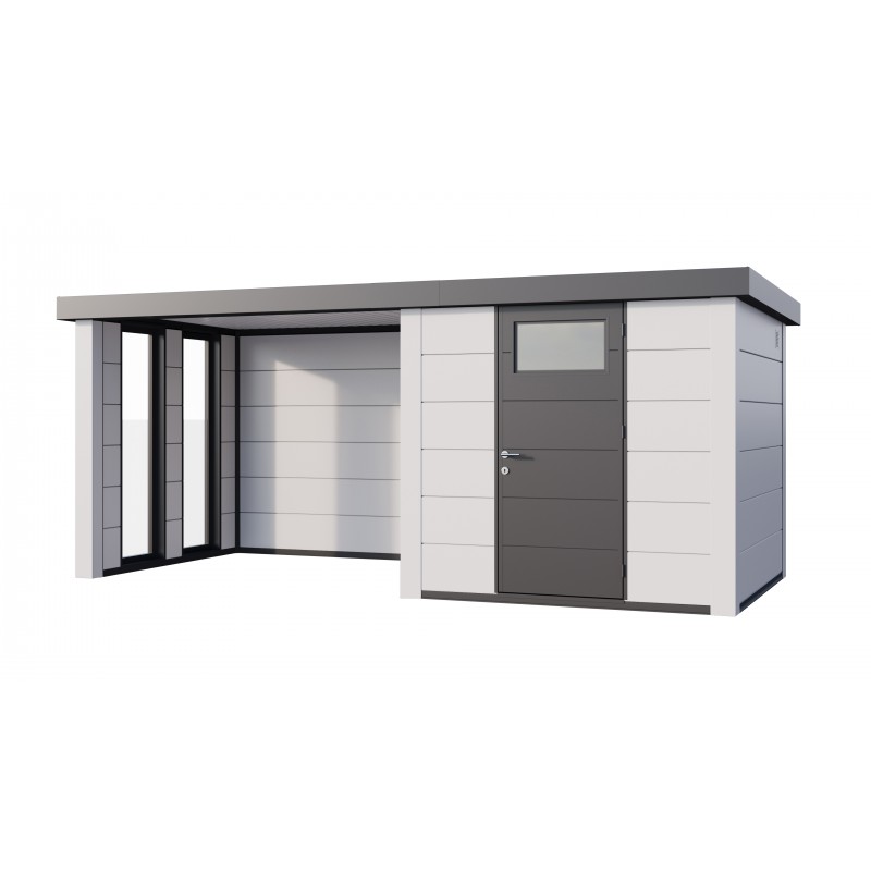 Caseta jardin nh4 c apoyo e ventanas a izq | blanco / blanco | novo habitat