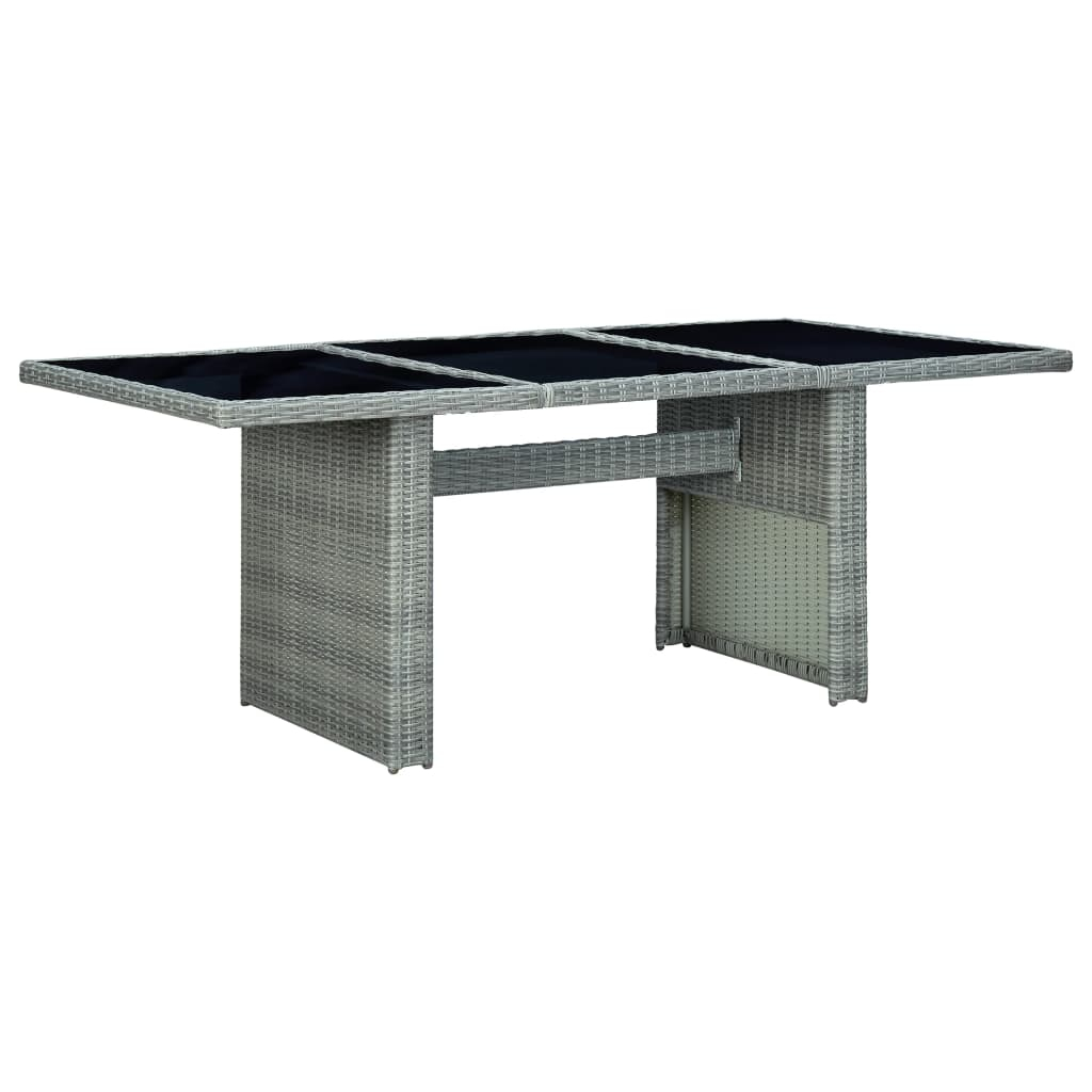 vidaXL mesa de jardín de ratán sintético y vidrio templado gris claro