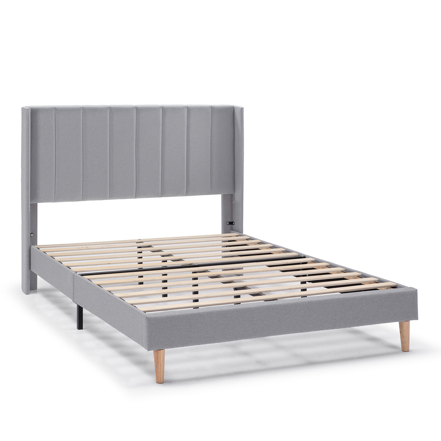 Estructura de cama tapizada noelia de 30 cm, 90x190 cm, gris claro