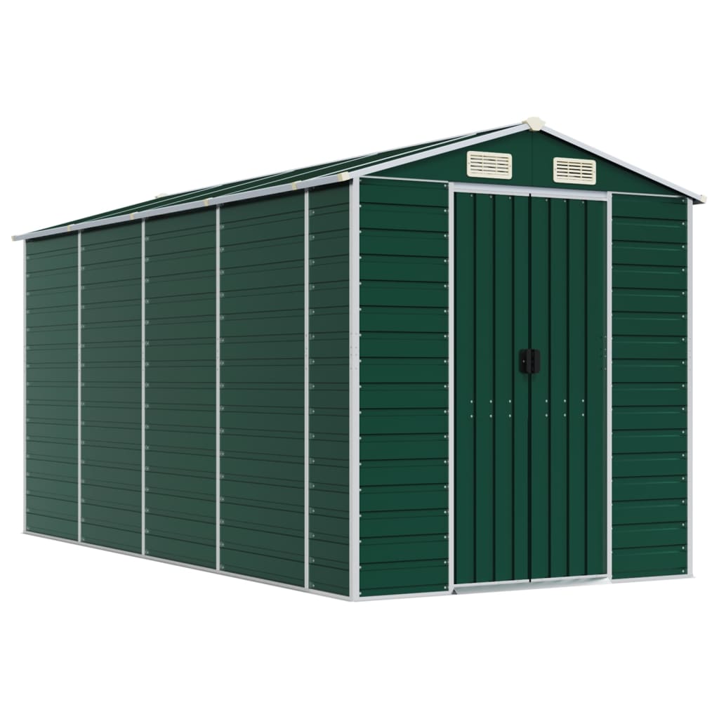 vidaXL cobertizo de jardín acero galvanizado verde 191x385x198 cm