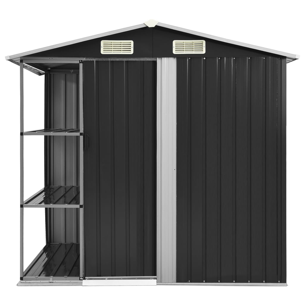 vidaXL cobertizo jardín y estantería hierro antracita 205x130x183 cm