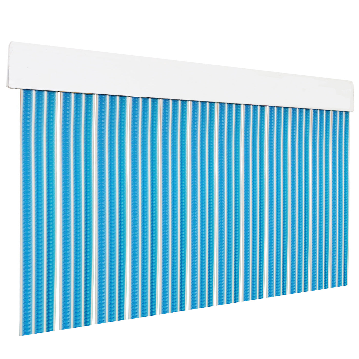 Cortina exterior o interior PVC (210x90cm, azul+filo blanco p11)