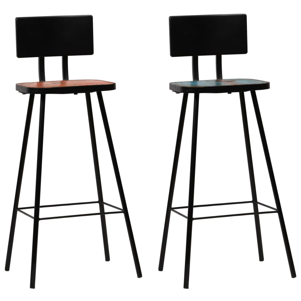 vidaXL taburetes de cocina 2 unidades madera maciza reciclada