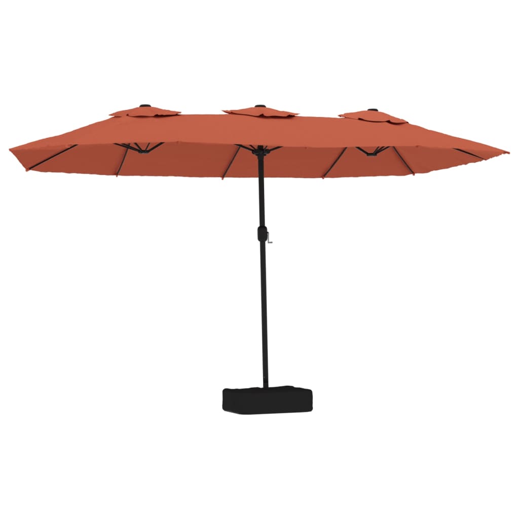vidaXL sombrilla doble de jardín con luces LED terracota 449x245 cm
