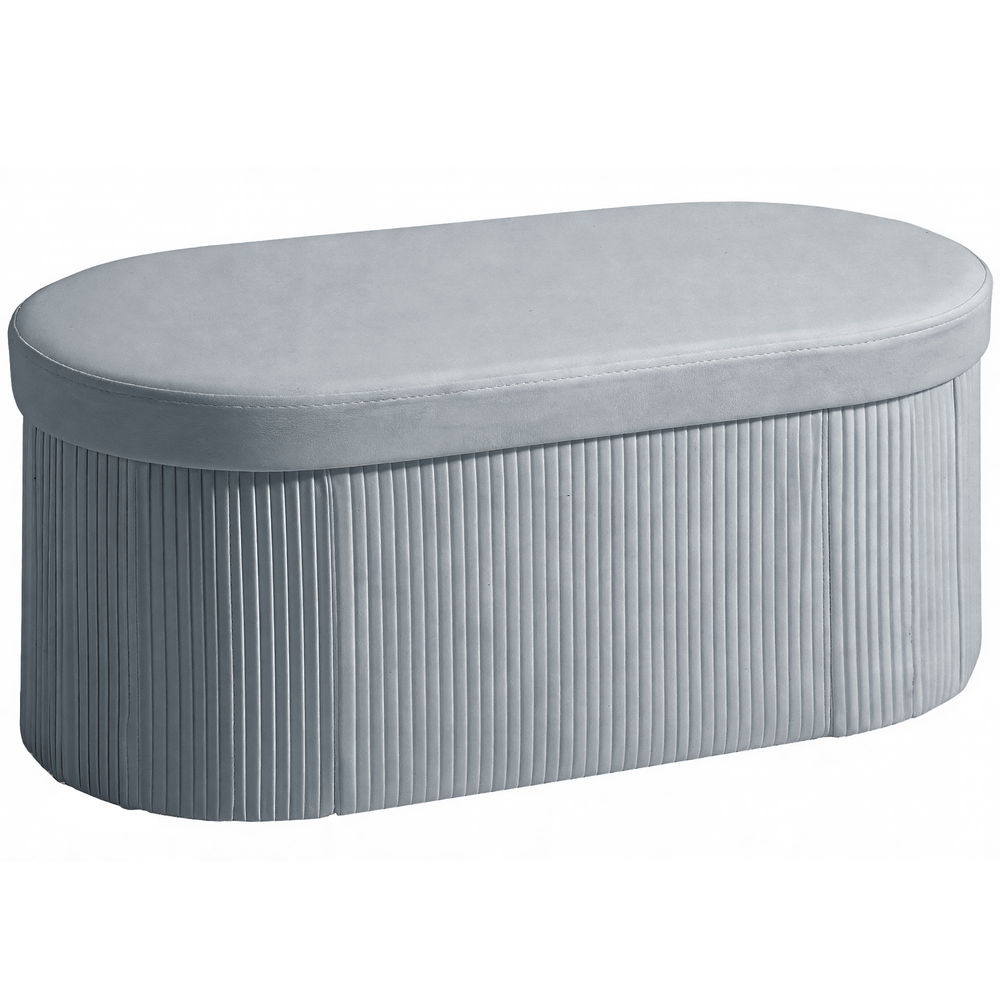 Banco de almacenaje 76x38x35 cm terciopelo, tela no tejida color gris