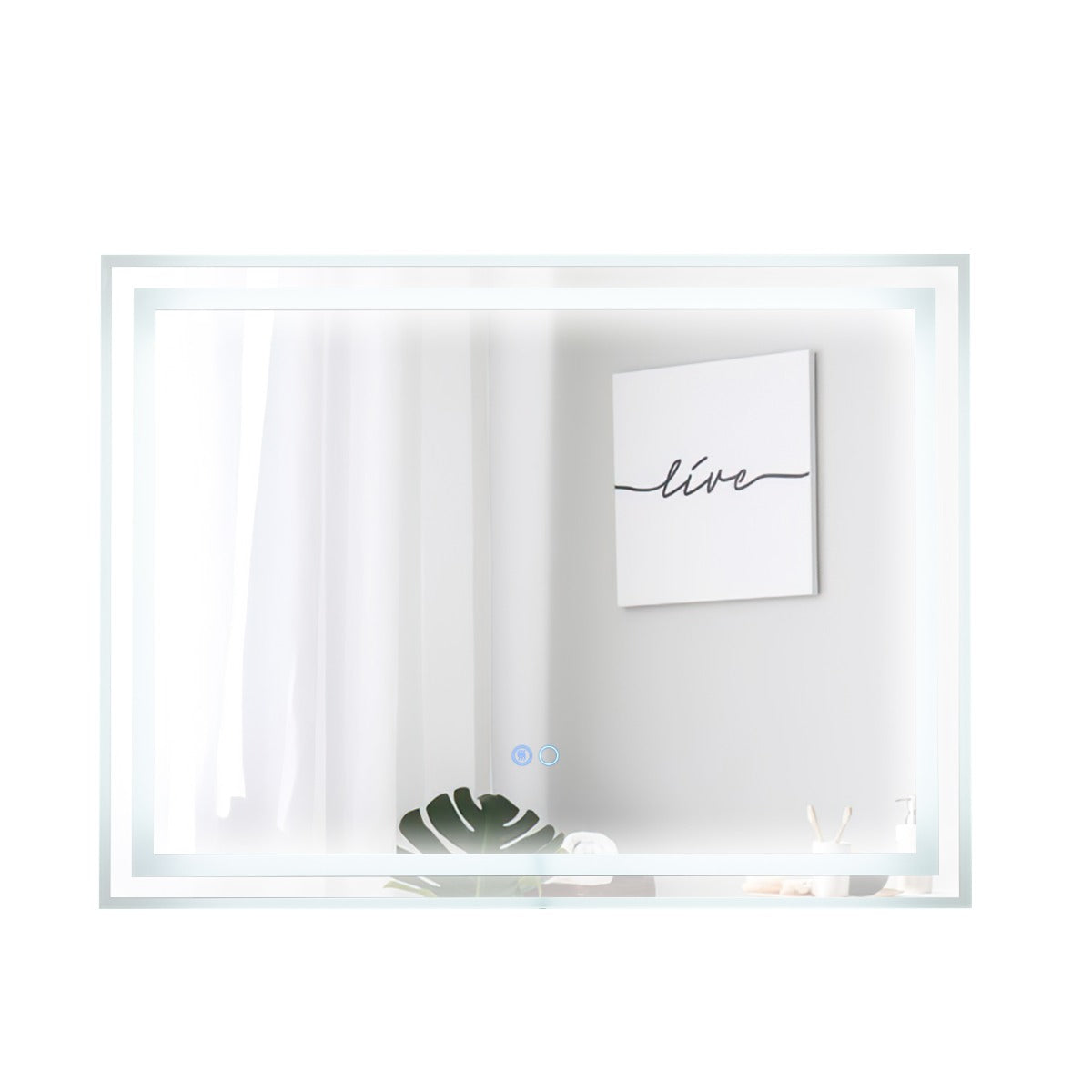 Espejo de baño rectangular 80x60 cm con iluminación frontal