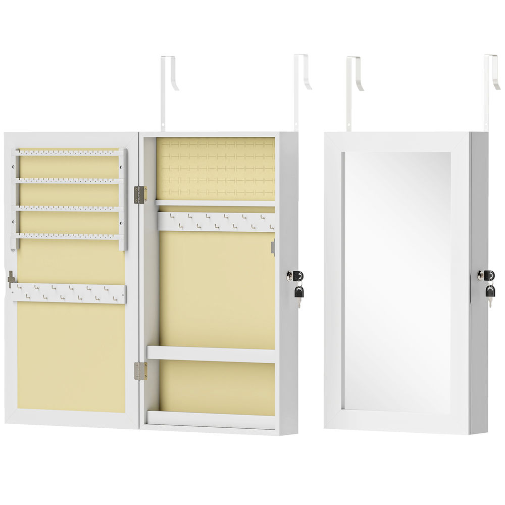 Espejo joyero 36.5x9.5x67 cm mdf color blanco Homcom