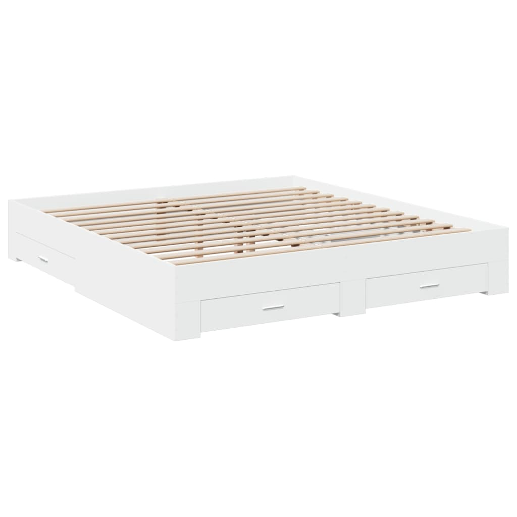 vidaXL estructura cama con cajones madera ingeniería blanca 180x200 cm