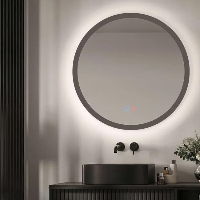 LEDimex - espejo redondo baño con luz LED 60cm retroiluminado, sensor gris