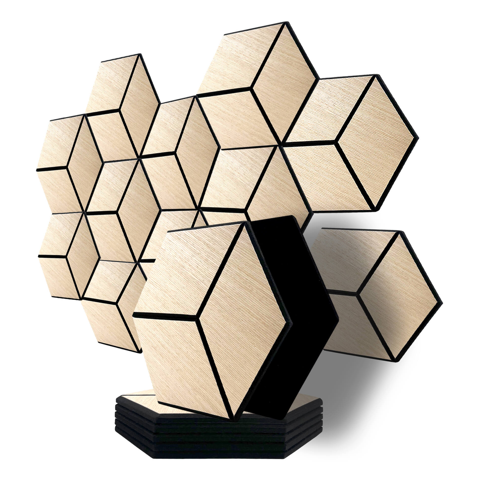 Pack 10 panel acústico pared hexagonal madera claro helsinki 30x30x1cm