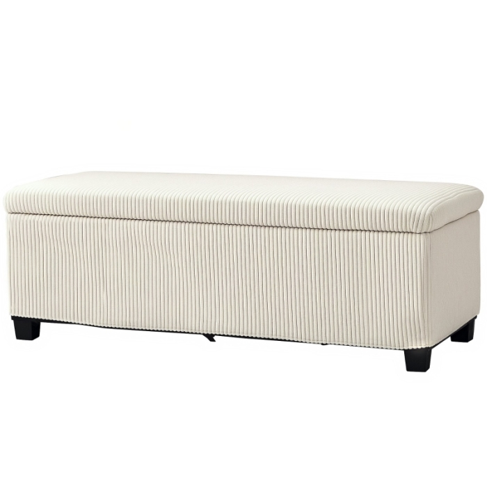 Banco con almacenaje acolchado en poliéster beige 2 plazas 112 cm