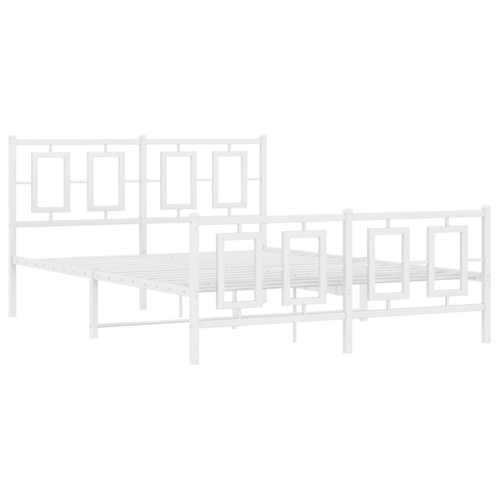 vidaXL estructura cama sin colchón con estribo metal blanco 135x190 cm