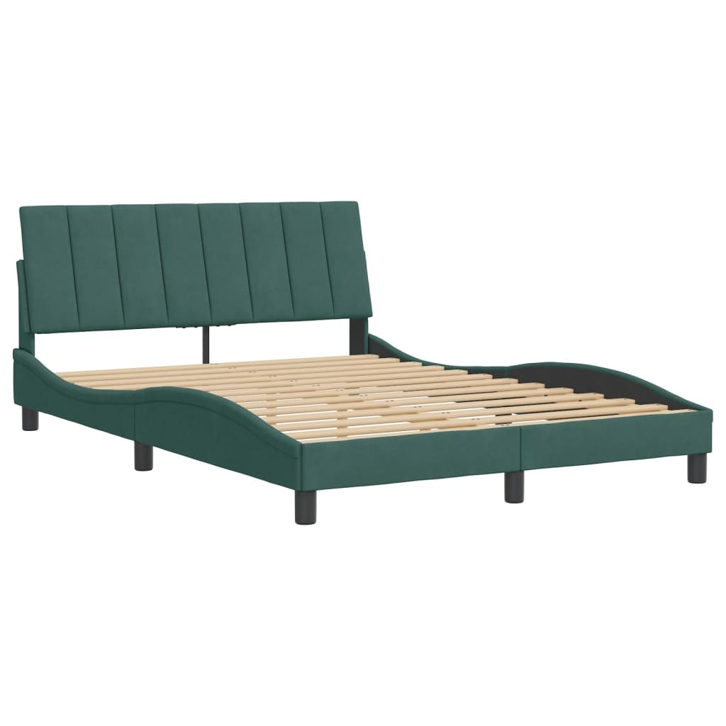 vidaXL estructura de cama sin colchón hanko terciopelo verde oscuro 140x190
