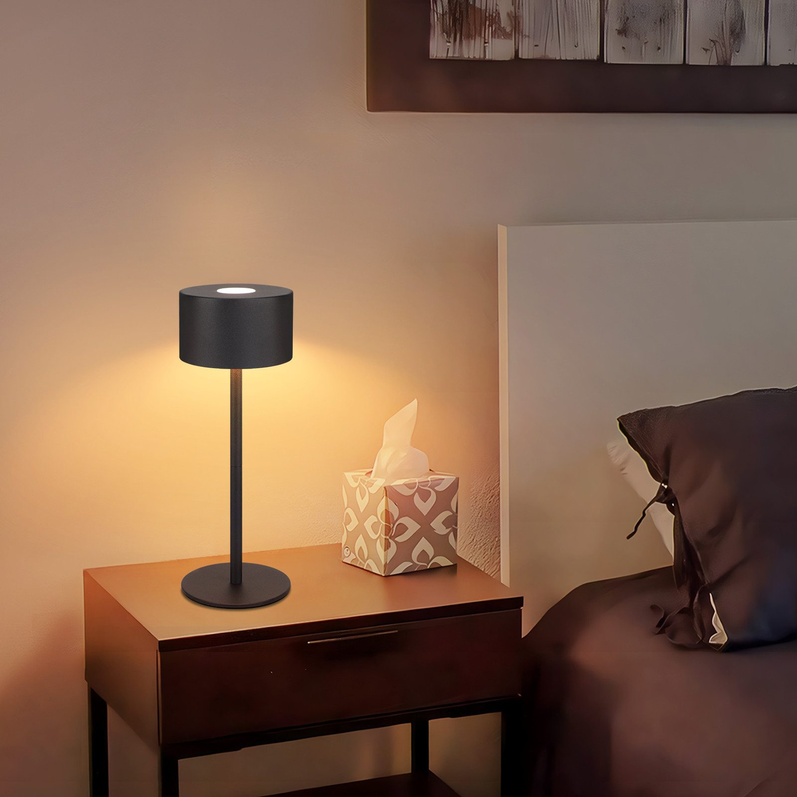 Nettlife lámpara de mesa LED negro 9x9