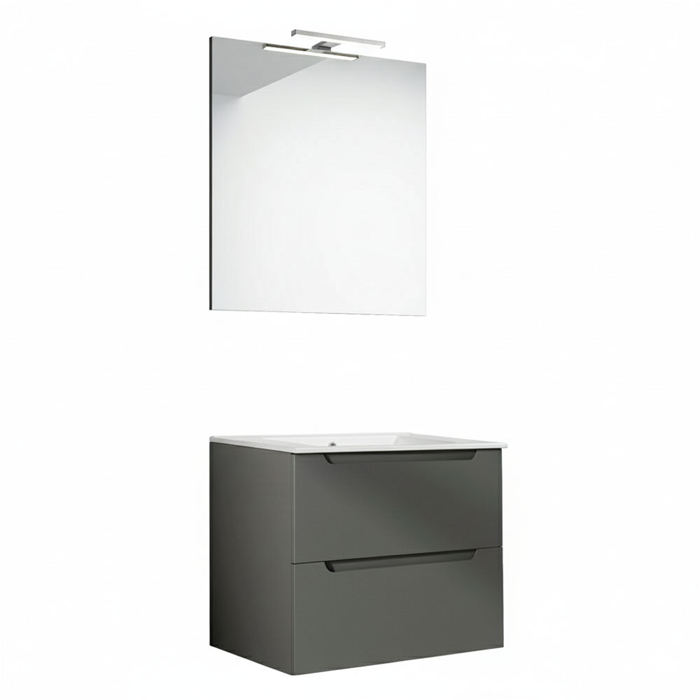 Móveis banho completo LED, victoria 60x45 cm grafite 2 gavetas suspensas
