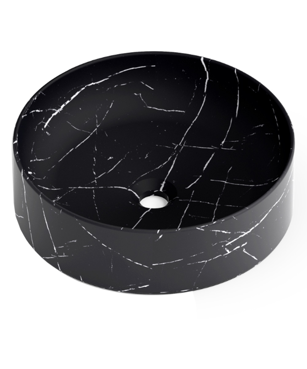 Lavabo sobre encimera marquina storm | lavamanos redondo |37 cm de diametro