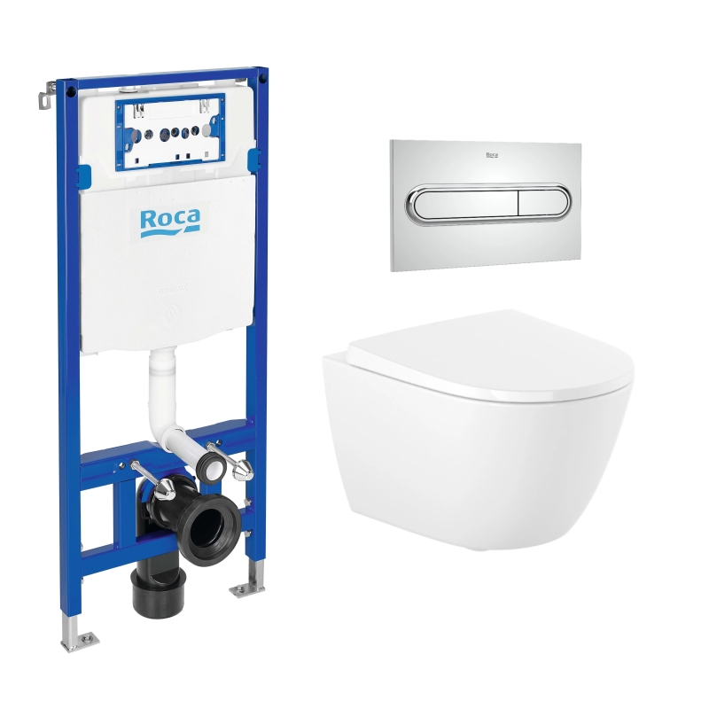 Pack cisterna roca duplo one y pulsador pl1 cr br con inodoro roca ona