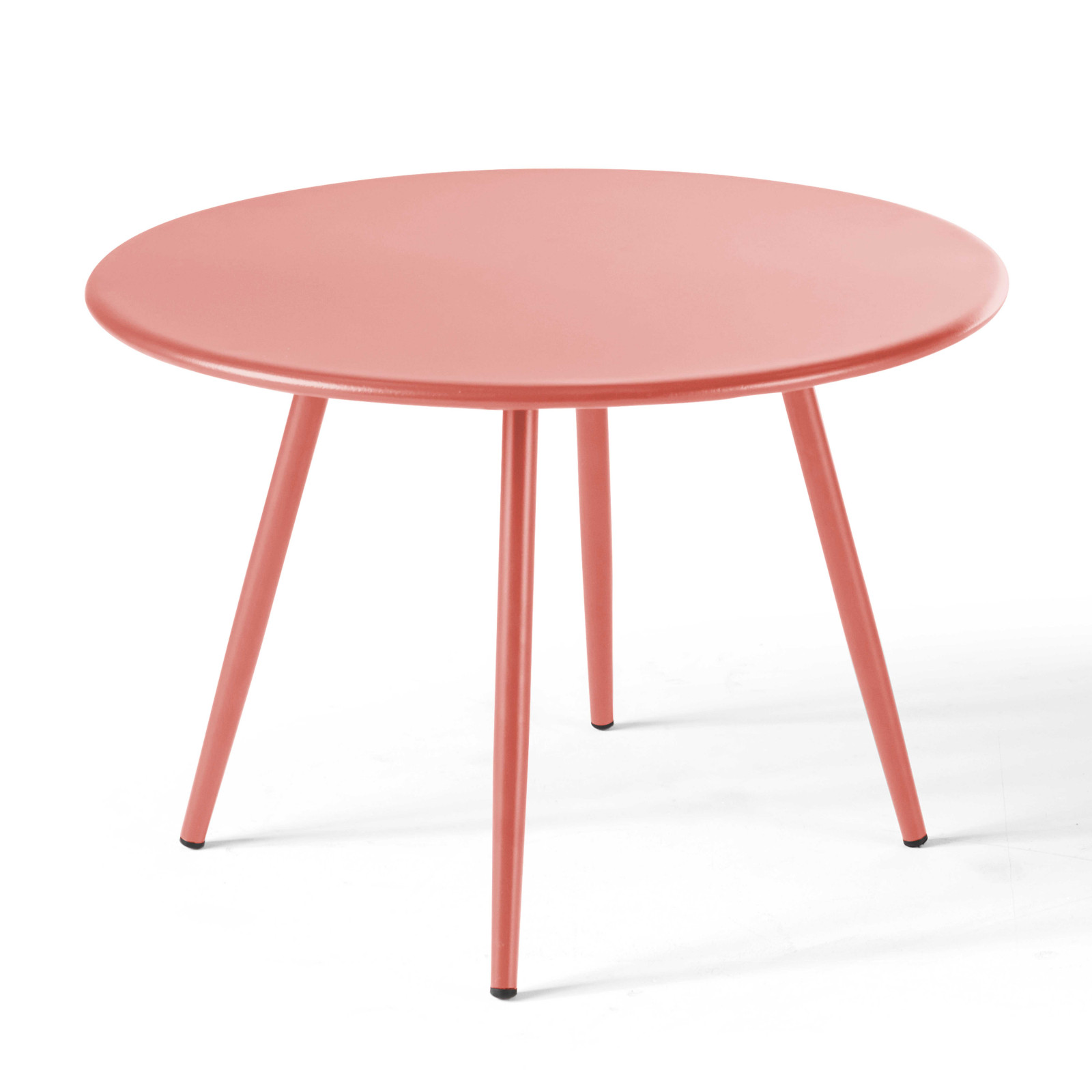 Oviala - mesa de jardín redonda de metal arcilla 50 cm