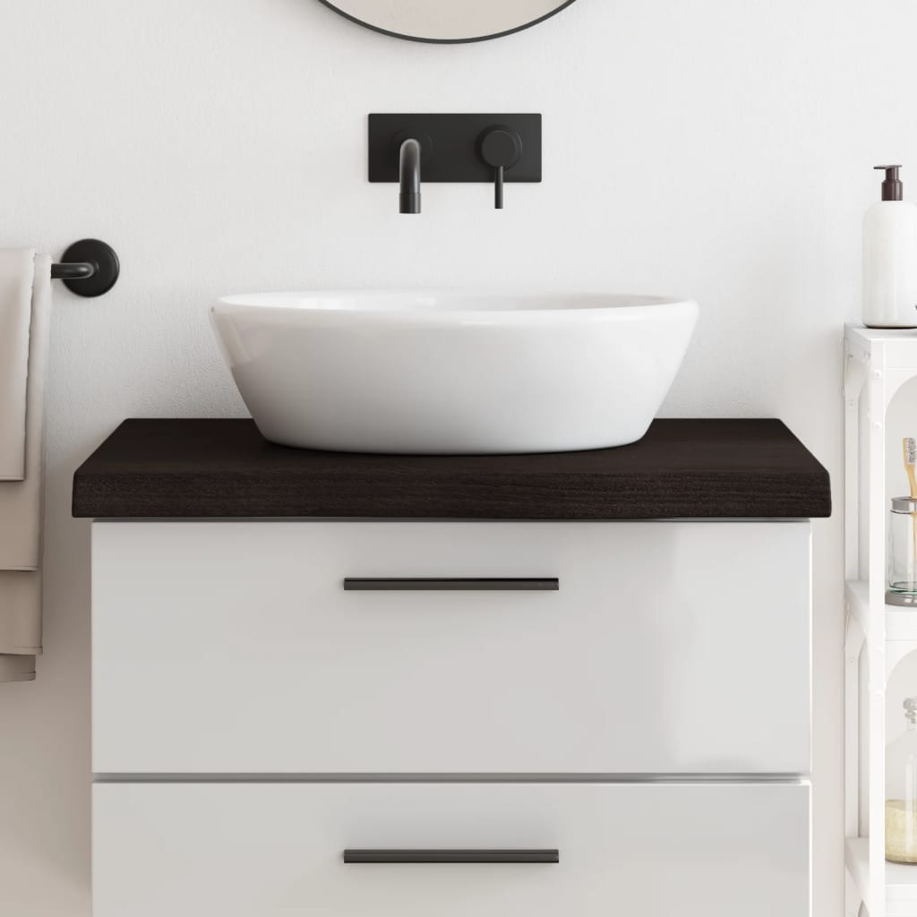 Encimera baño madera maciza tratada marrón oscuro 80x60x(2-6)cm eerf7501