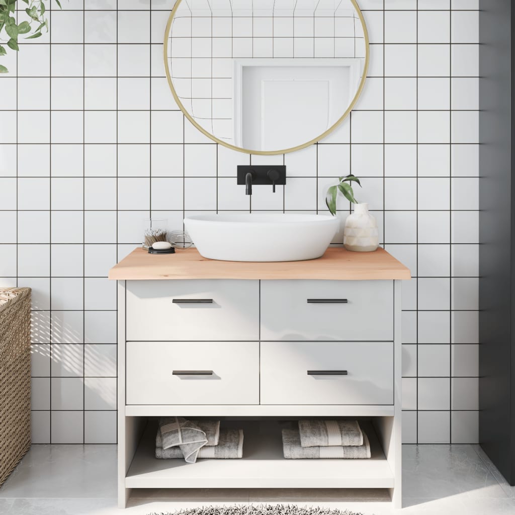 Encimera de baño madera maciza sin tratar 100x60x(2-4) cm eerf6618