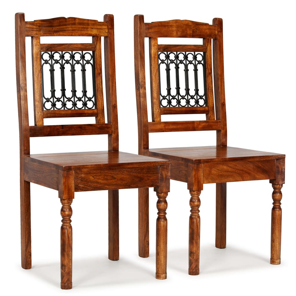 Sillas de comedor 2 uds madera maciza color miel clásico qweo9510