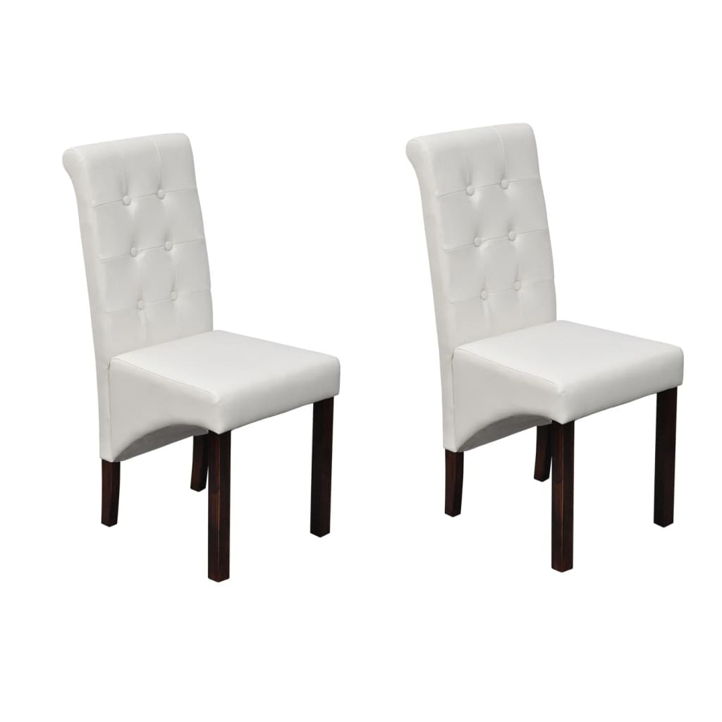 Sillas de comedor 2 unidades cuero sintético blanco qweo1562