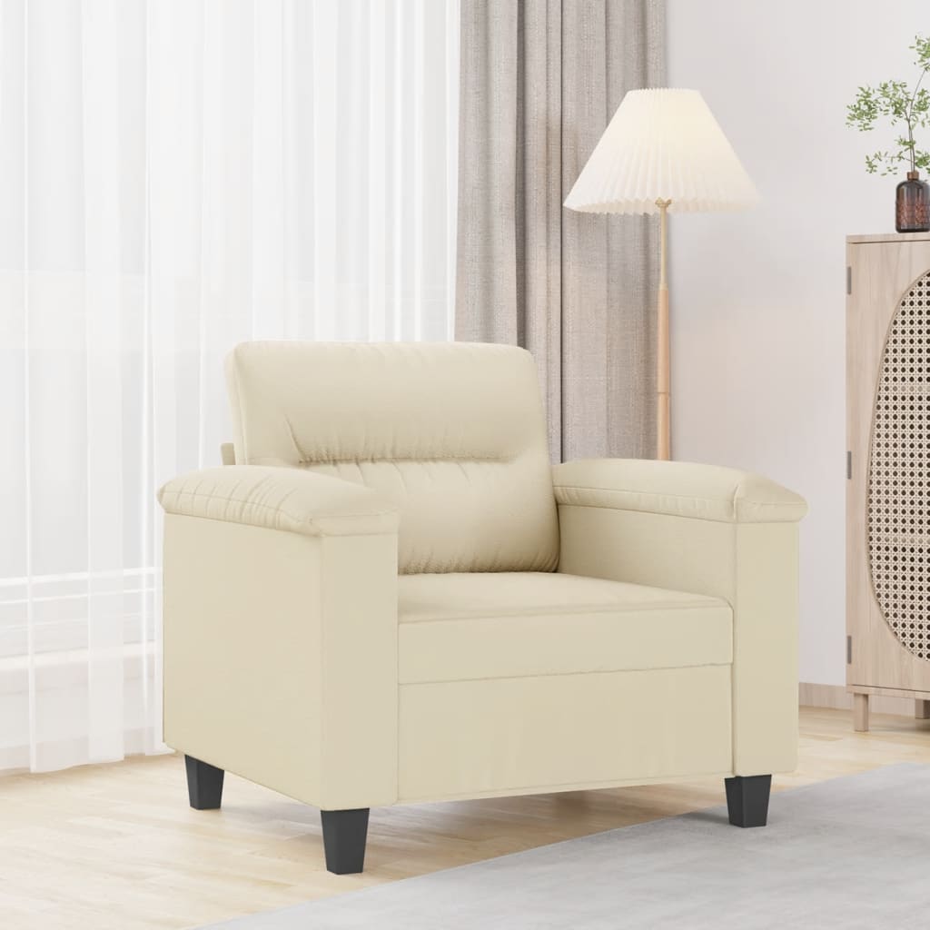 Sillón cuero sintético crema 60 cm qweo8980