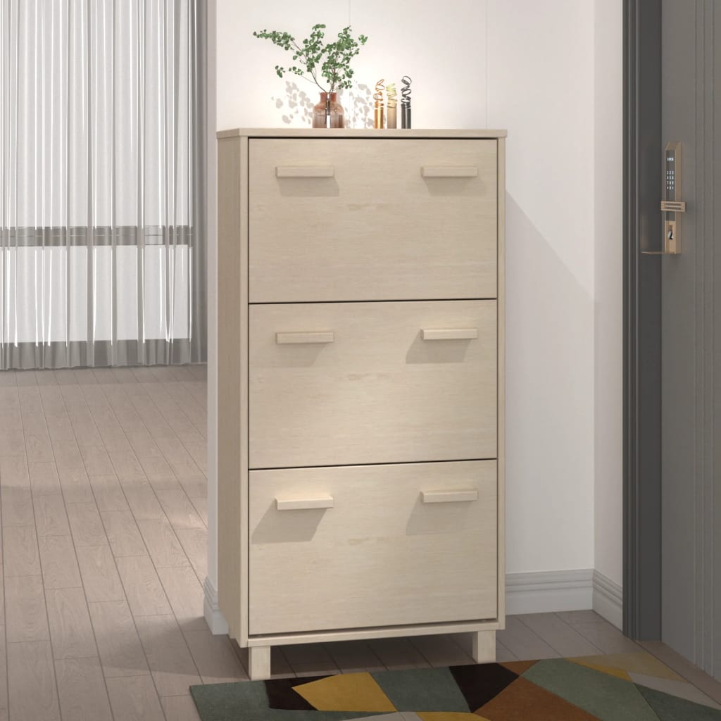 Zapatero hamar madera pino maciza marrón miel 59,5x35x117 cm