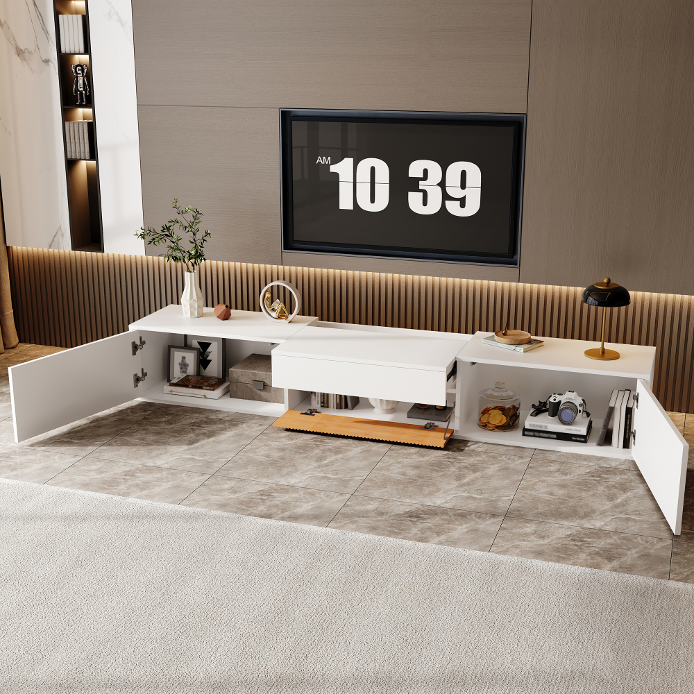 Mueble de tv con bandeja extraíble para proyector blanco 30x180x34cm