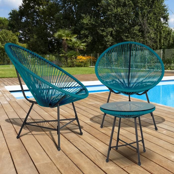 Conjunto de jardín izmir - azul petróleo - 3 piezas