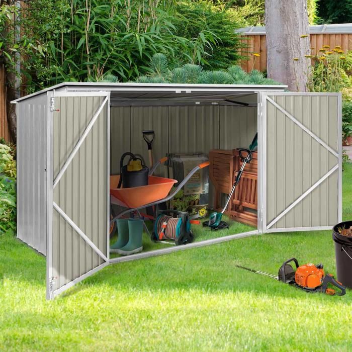Cobertizo de jardín de metal gris claro - 210 x 105 cm