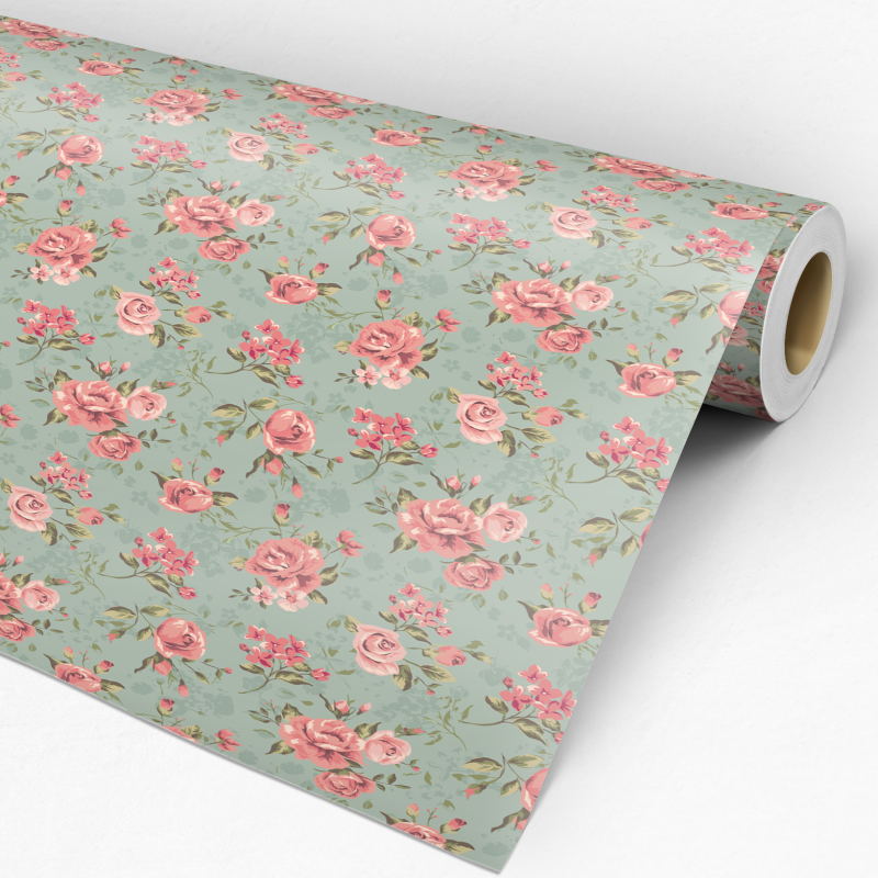 Papel pintado floral rosas vintage 60cm por 250cm