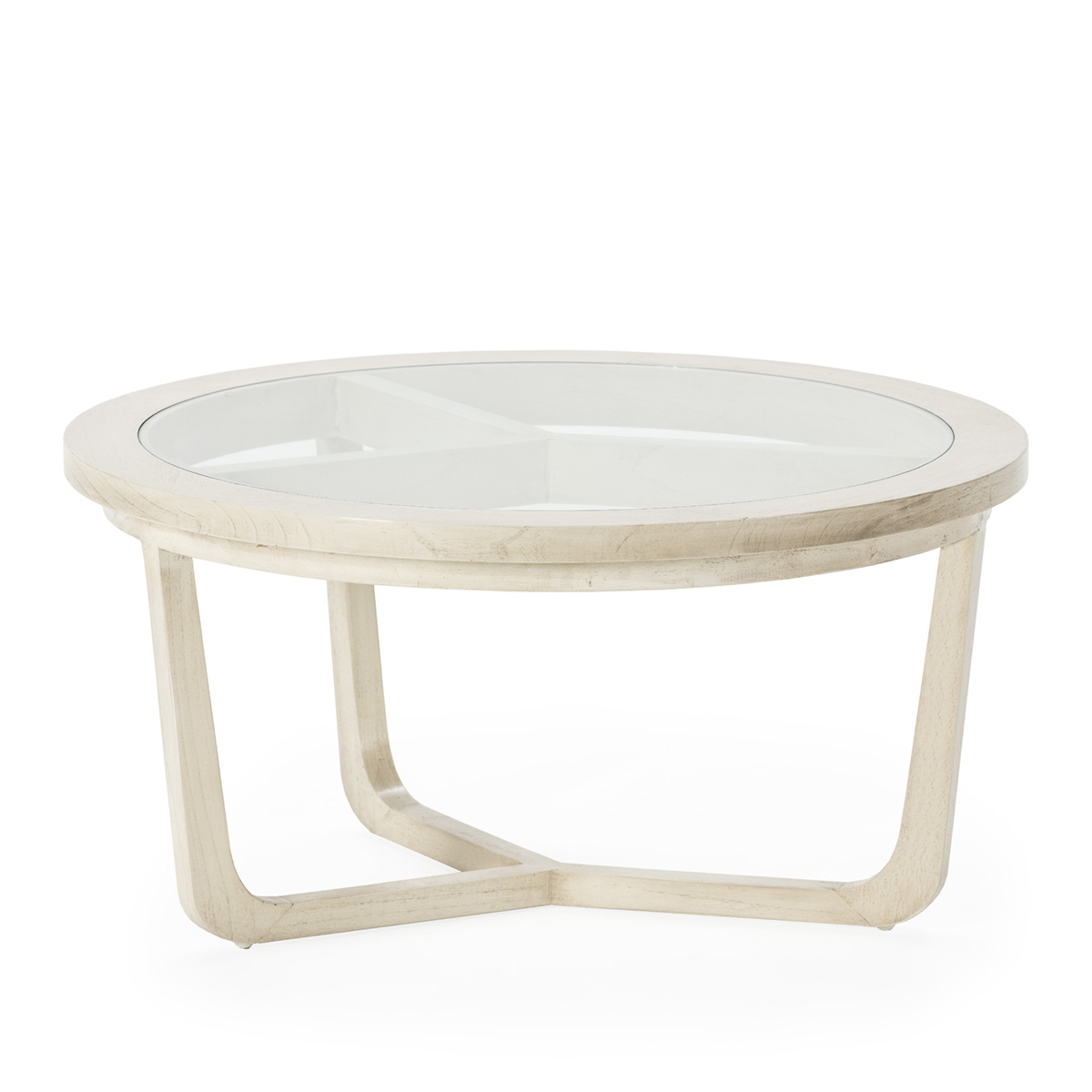 Mesa de centro 80x80x40 madera blanco velado, cristal