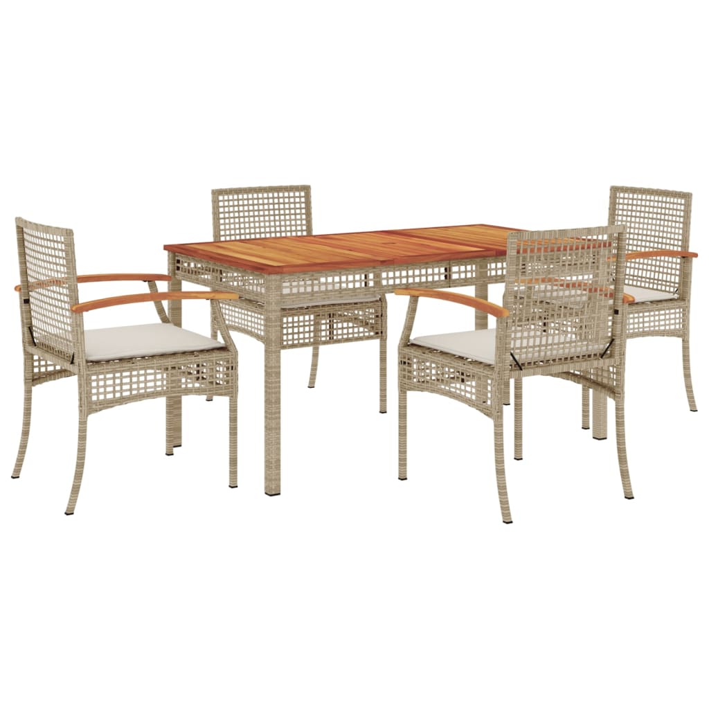 vidaXL set comedor de jardín 5 pzas con cojines ratán sintético beige