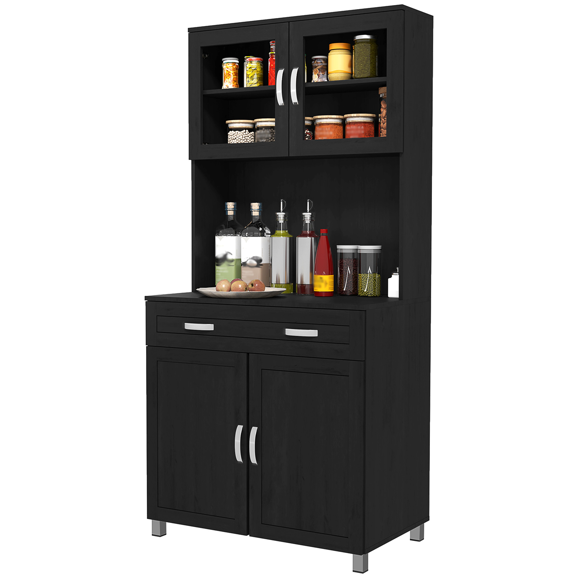 Aparador tablero de partículas negro 203 2x121 92x431.8 cm