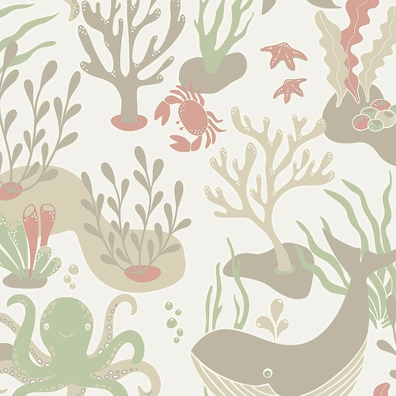 Duro papel pintado el mundo submarino verde - 53 cm x 10.05 m - 661122