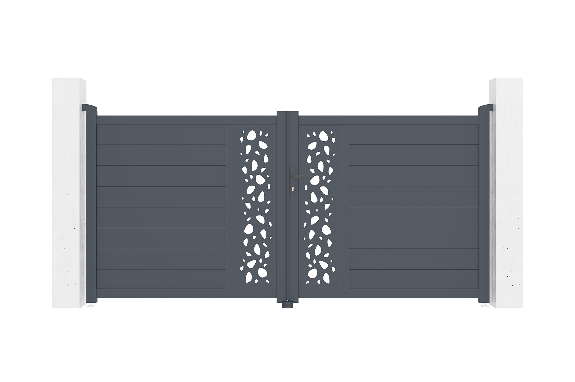Puerta abatible 3m sunny al.140cm aluminio gris + 2 postes 20x20cm al.166cm